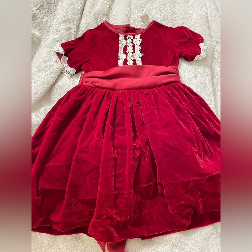 Vintage Boutique Red Velvet and Lace Christmas Dress